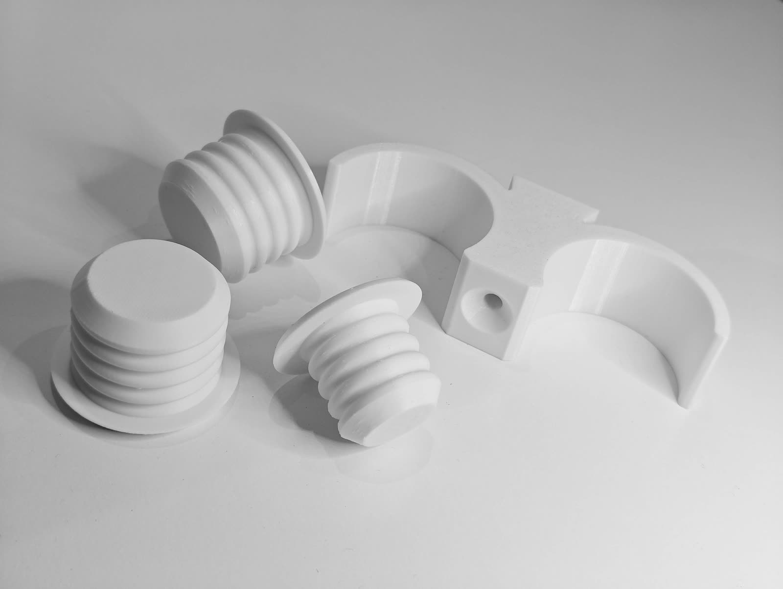 White 3D printed functional parts